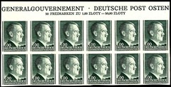 III REICH, GENERALGOUVERNEMENT, ADOLF HITLER, 100 GR., UNPERF., BLOC OF 12, MNH
