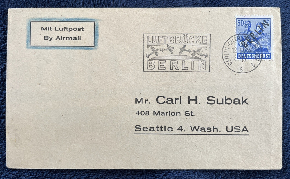 1948 Germany Berlin Airlift AIRMAIL To Seattle USA
