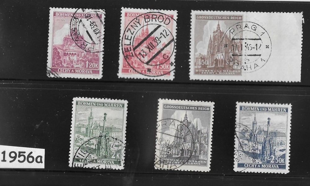 Stamp set Prague Cathedrals B a M Czech WWII Germany occupation #1956a