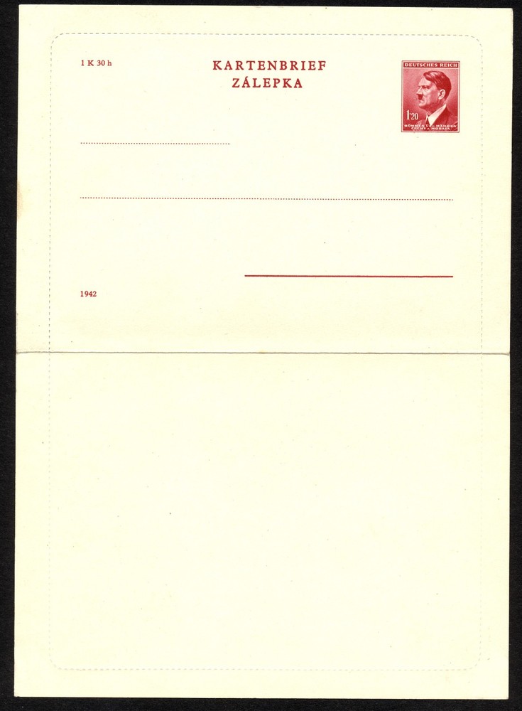 Bohemia Moravia 1942 Czechoslovakia Occupation Letter Postal Card Stationery