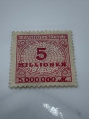 1920’s German Deutsches Reich Rare Stamp 5 Millionen