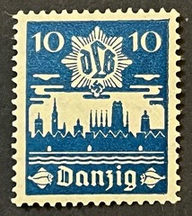 Travelstamps: 1937 Germany Danzig Stamps Mi 267 – 10pf WWII Era MNH OG ** Signed