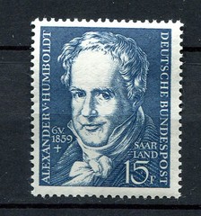 Germany – Saarland : Humboldt death anniversary stamp from 1959 – mint NH