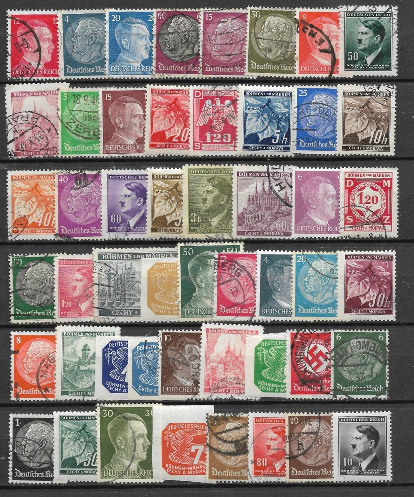 GERMANY 3rd REICH + Territory 1933-45 HITLER STAMP PACKET 50 DIFFERENT Mint Used