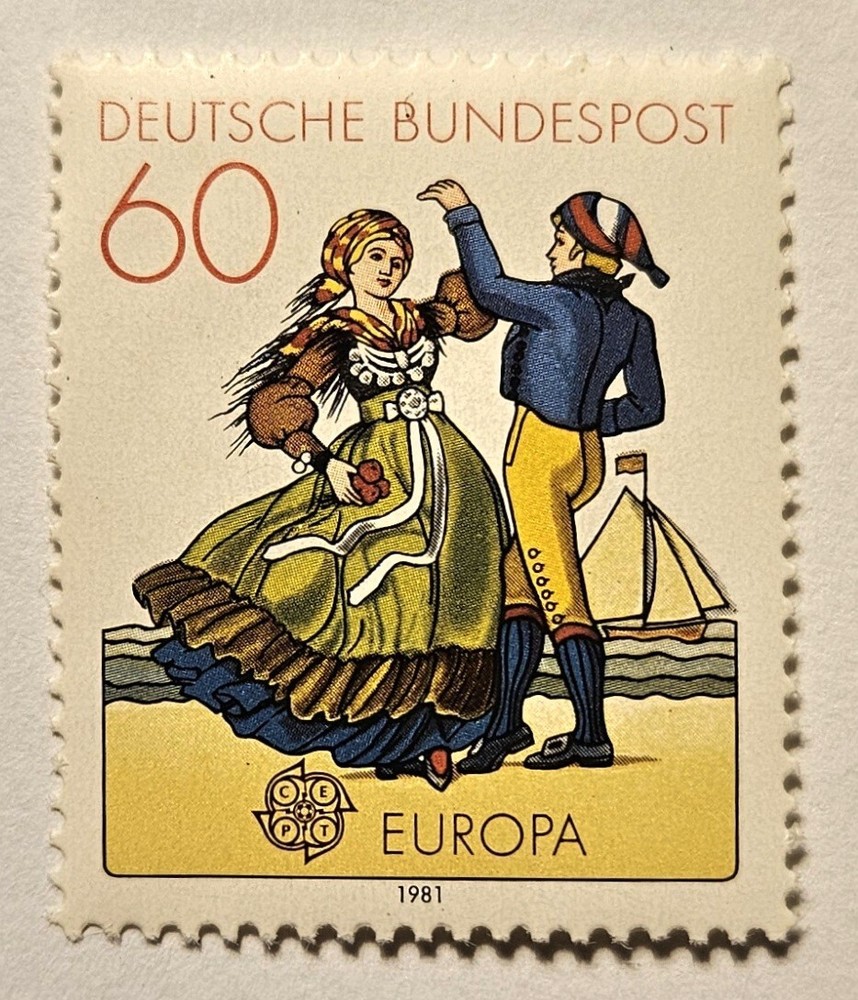 Germany 1981 EUROPA, Costumed Dancers, MINT, MNH, SC#1350, 60 Pfennig, Fast Ship