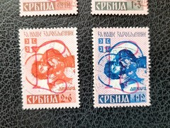 Serbia German Occ #2NB7b-10b Used, 1941 Expertized Set, Scott Value $ 290.00