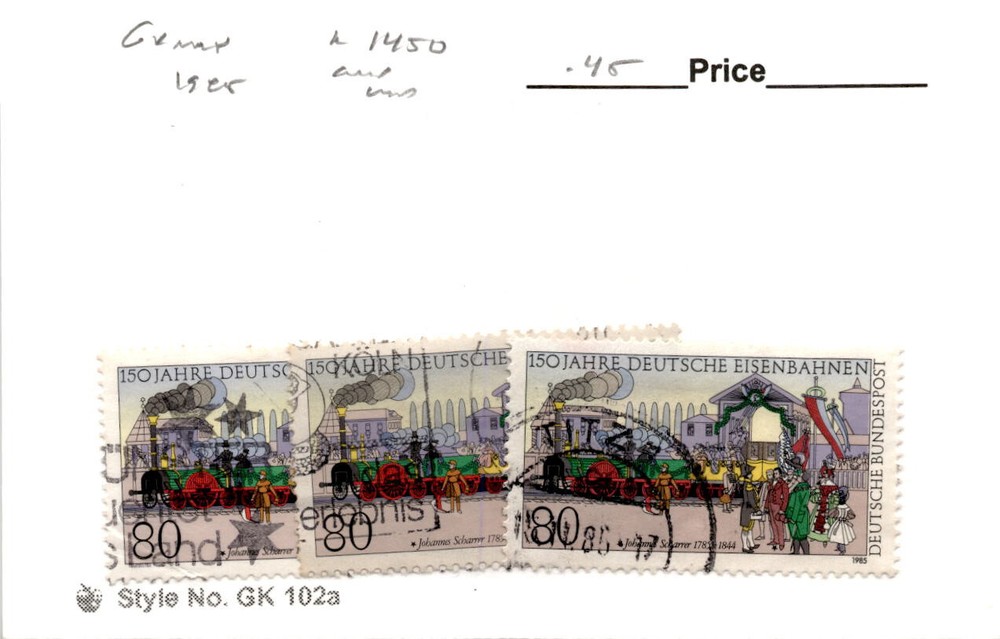 Germany, Postage Stamp, #1450 Lot Used, 1985 Train Nuremburg (AC)