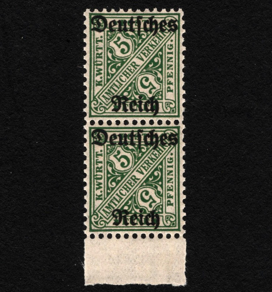 OPC 1920 Wurttemberg 5pf Official Pair Sc#O176 MNH 46904