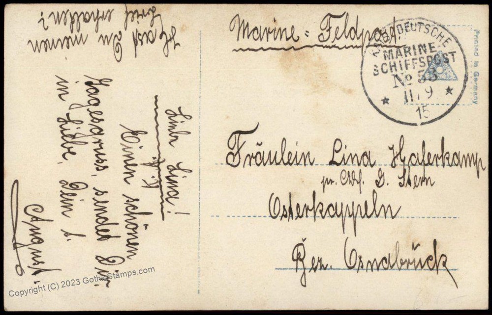 Germany WWI 1915 Navy SMS Posen MSP53 Feldpost Patriotic Cover 75481