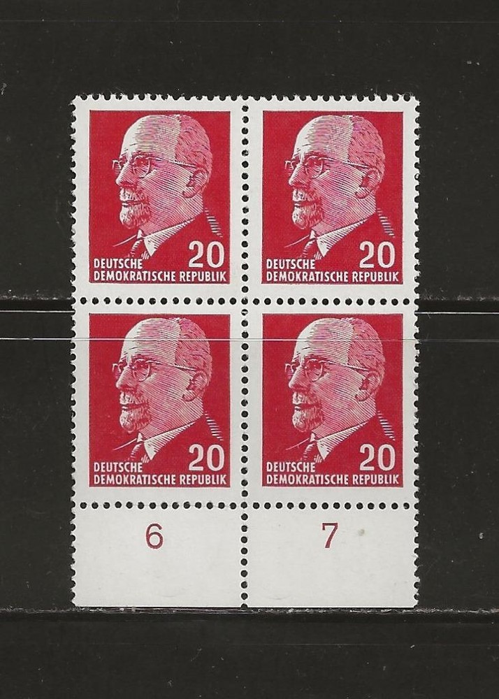 GERMANY DDR – 1961-67 MNH ULBRICHT BLOCK OF FOUR – SCOTT 585 – G340