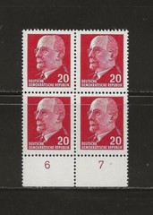 GERMANY DDR – 1961-67 MNH ULBRICHT BLOCK OF FOUR – SCOTT 585 – G340