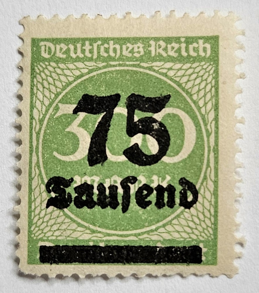 Germany VINTAGE Deutches Reich, 1923 Overprint, 75 Tausand/300 Mark, Mint, LH
