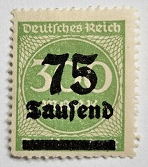 Germany VINTAGE Deutches Reich, 1923 Overprint, 75 Tausand/300 Mark, Mint, LH