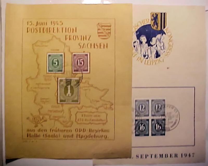 GERMANY 1946/ 47 TWO EVENT SHEETS,1 WITH SE-TENANT BLOCK