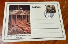 1934 Germany Third Reich Postal Card Brandenburg Gate 6pf Hitler Hindenburg