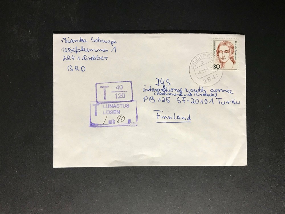 Germany #1475//9N532 Famous Women Dauerserie Cover to Finland #1450