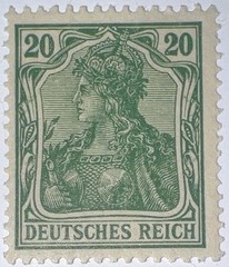 Travelstamps: 1920 Germany Stamps Scott #121 20PF Germania, Mint MNH OG