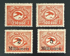 Germany, DANZIG, Poland 1923 Air Mail Sc C22-C25 Cpl Set Mint Light Hinged (*)