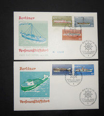 GERMANY BERLIN SCOTT #9N354-9N358 VARIOUS SHIPS FIRST DAY COVER LOT OF 2