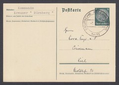 Germany, 1938 Postal Card, Kommando Kreuzer Nürnberg, Kriegsmarine Nr. 33 11