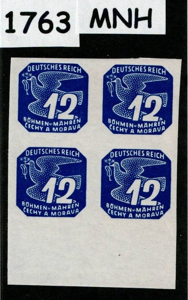 MNH stamp block Sc P16 Newspaper German Occupied Czechoslovakia WWII 1943 #1763