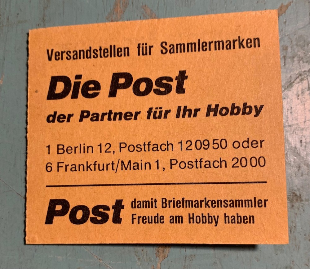 WEST GERMANY 1972 8 stamps PREVENTION Booklet complete, unused, MNH