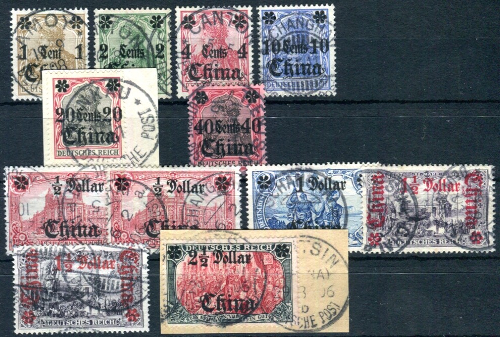 GERMAN COLONIES CHINA 1905 28-37 used FLAWLESS SET incl. 34,36A,B (H1490