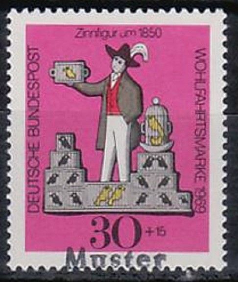 Specimen, Germany ScB452 Tin Toy, Bird Seller.