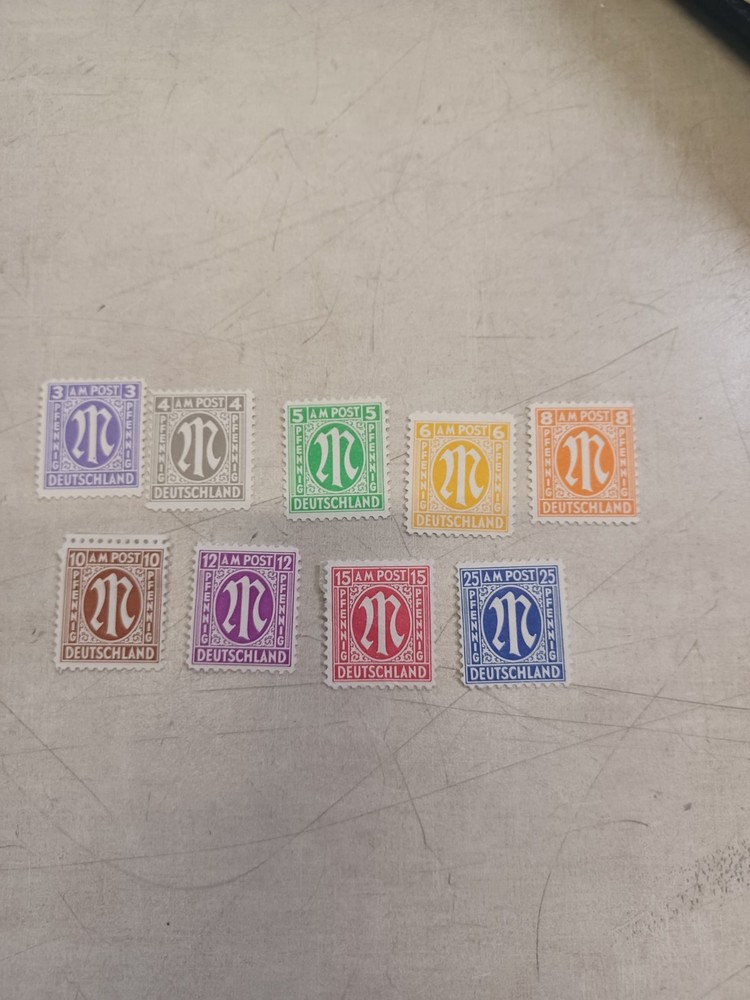 Lot Of 9 Deutschland AM Mix Lot Post Germany Occupation Stamps