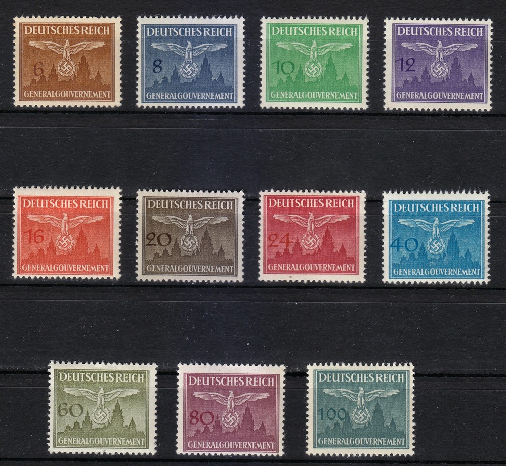 Poland OCCUPATION 1943 MNH Mi 25-36 Sc NO25-NO36 Reich’s Eagle Cracow Castle **