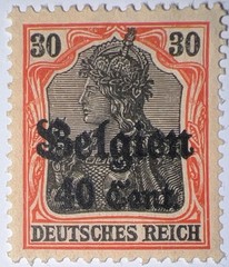 Travelstamps: Germany Offices in Belgium Stamps 30pf w/ 40c OP MOGH Wmk