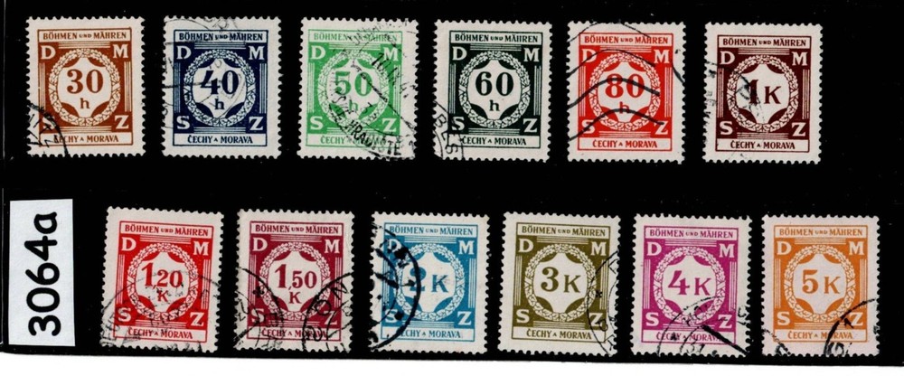 Stamp set Sc 1-12 1941 Third Reich officials BaM Germany occupation #3064a