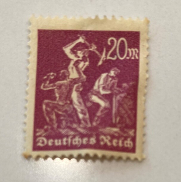 Vintage Stamps Germany Deutsches Reich 20 Marks 1920s Hinged