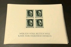 Germany 1937 Hitler 48th Birthday 4 Stamp Mini Sheet – EXCELLENT MNH #B102 (10)