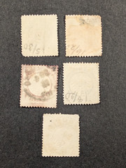 GERMANY 1872 Lot of 5 Used Stamps 1/3, 1/2, 1, 2 Groschen Large – 1/3 Gros Small