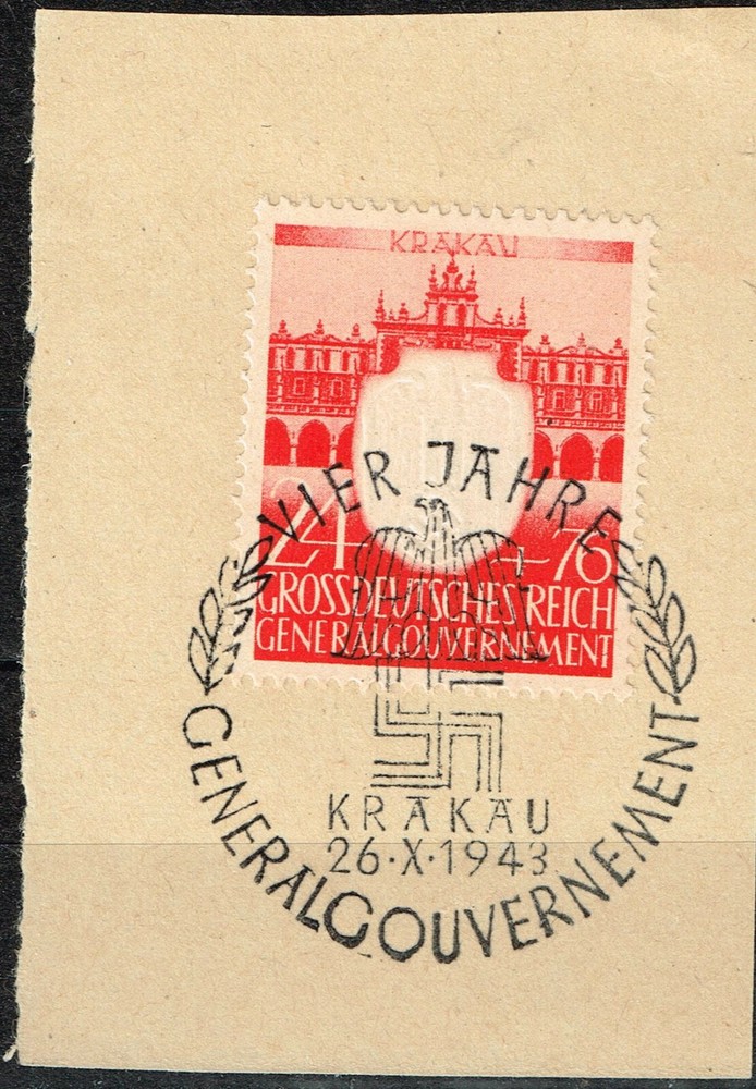 Germany WW2 Third Reich Krakau Swastika Postmark 1943