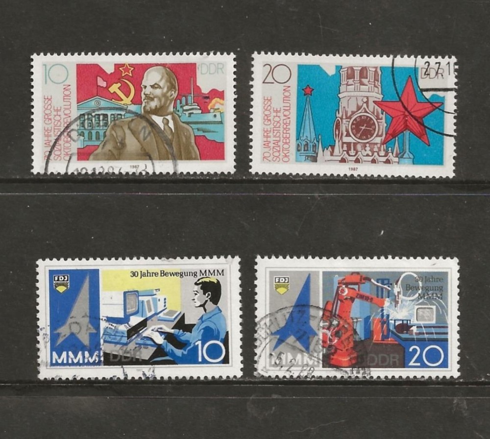 GERMANY DDR – 1987 USED LENIN REVOLUTION, SCIENCE FAIR SETS – SC 2642-2645 -G365