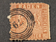 BADEN GERMANY 1862, 1864 9 Kreuzer Stamps Sc# 17, 23 Bullseye Cancel!