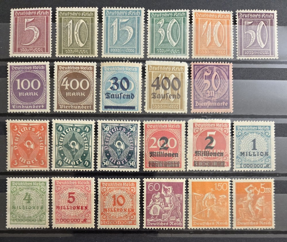 Germany Reich 1920s MNG Inflation Collection of 23 Stamps All Different