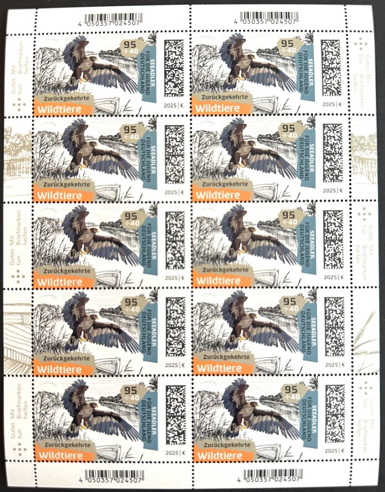 FRG NEW ISSUES AUGUST 2025 SHEET ** Mi 3918-3922 CHOICE THW WILDLIFE GERMANY!