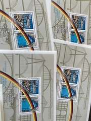 Germany 100 x block / miniature sheet yellow stripe error abarten gelbe strich