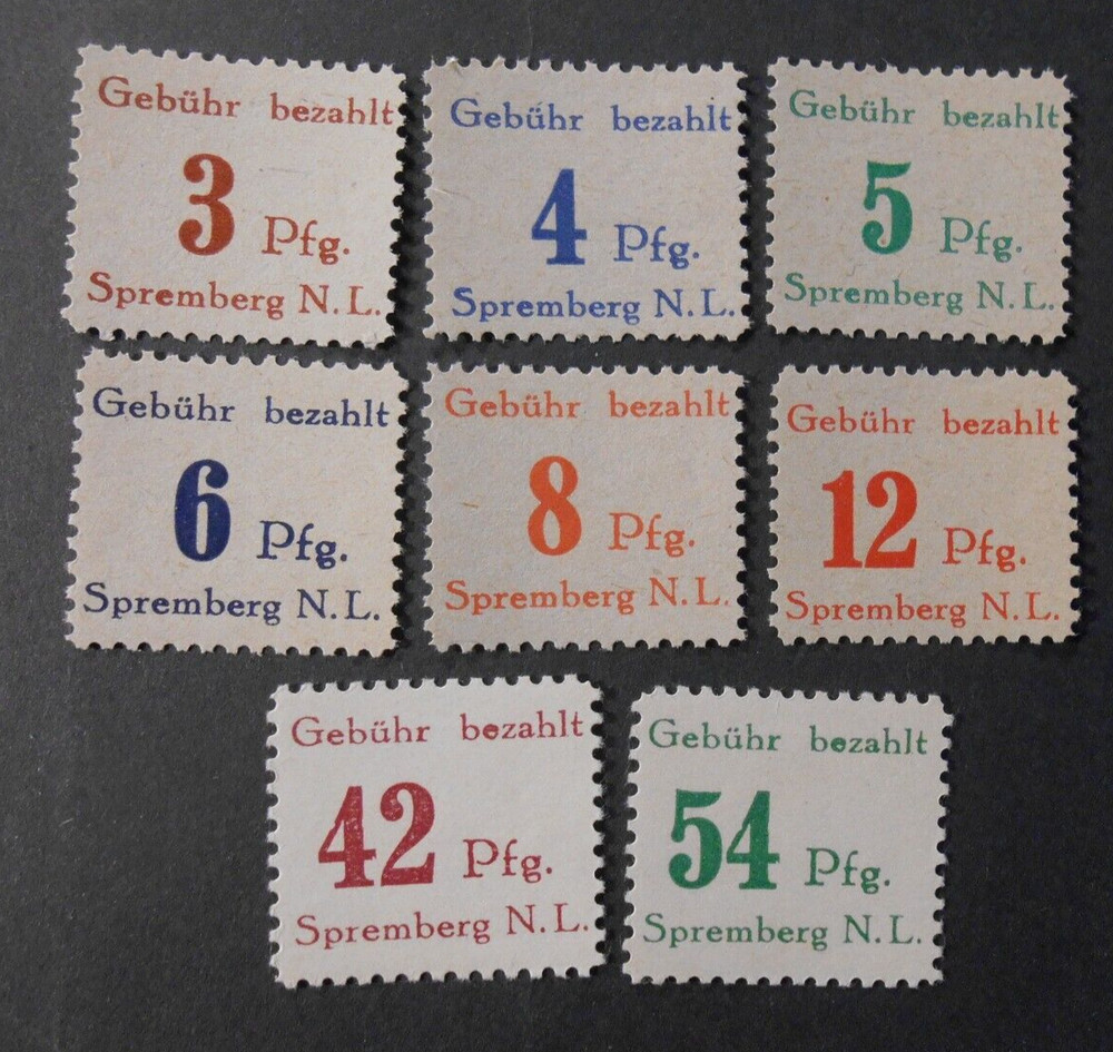 GERMANY Germany LOKAL Post REICH 1945 „SPREMBERG“ 8 Values cpl set MNH** Den