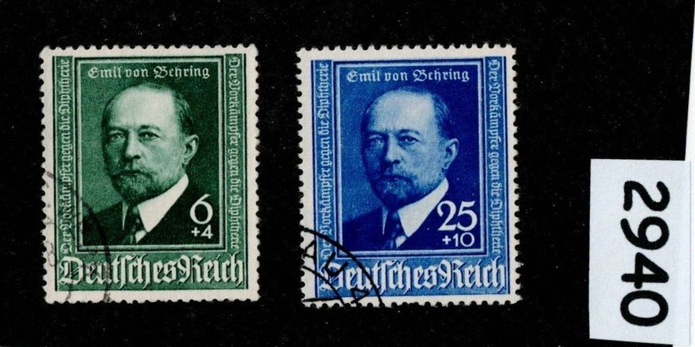 Used stamp set B186-187 Third Reich Germany 1940 Von Behring Scientist #2940