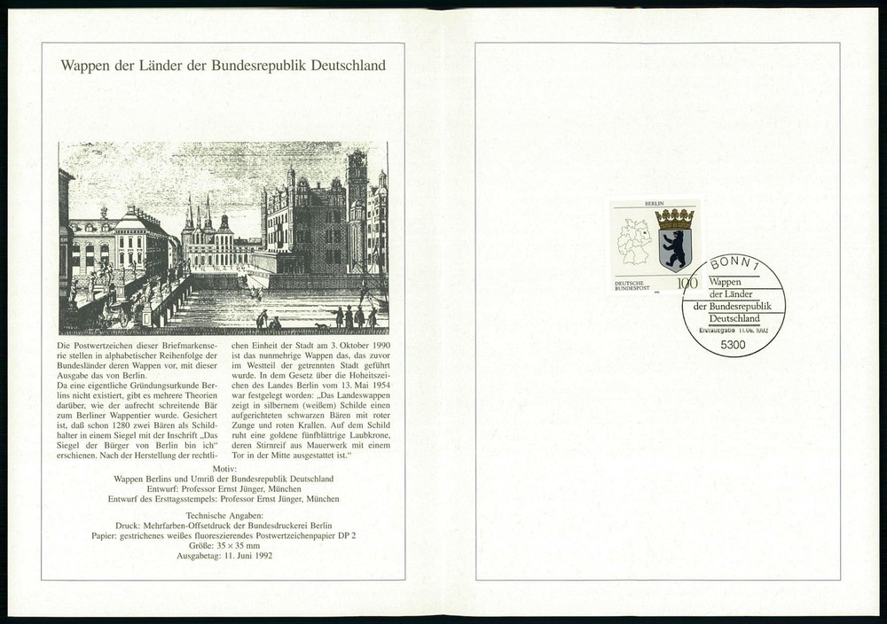 GERMANY FOLDER 1992/25 WAPPEN BLAZON BERLIN