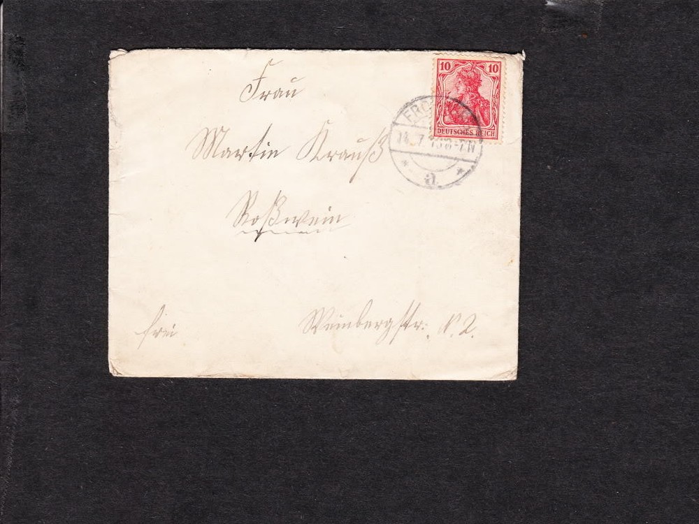 Germany Germania Single Franking 10p Frohburg 1913 Cover z7