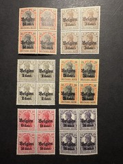 EBS German WWll Occupied Belgium 6 Blocks 24 Stamp Overprinted MNH Free Shipping