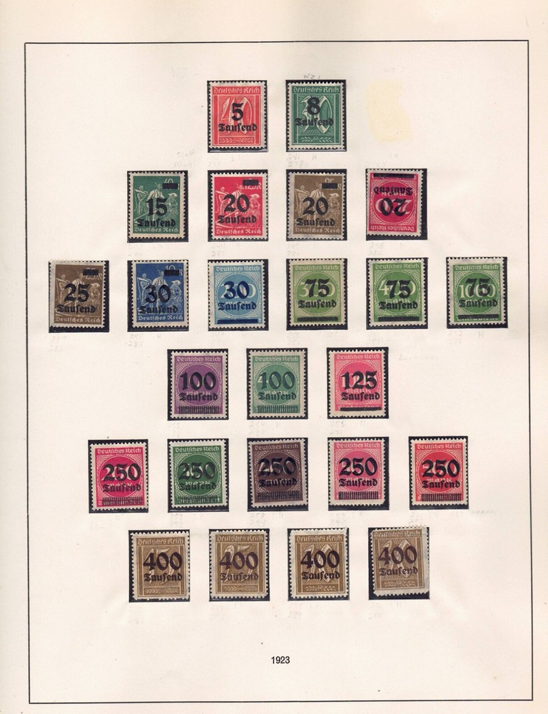 Germany – 1923, Issues of 1921-1923 surcharged with new values