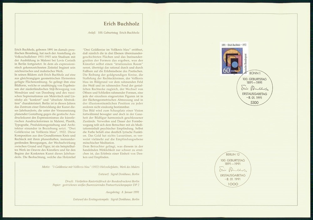 GERMANY FOLDER 1991/05 KUNST MALEREI GEMÄLDE ERICH BUCHHOLZ ART