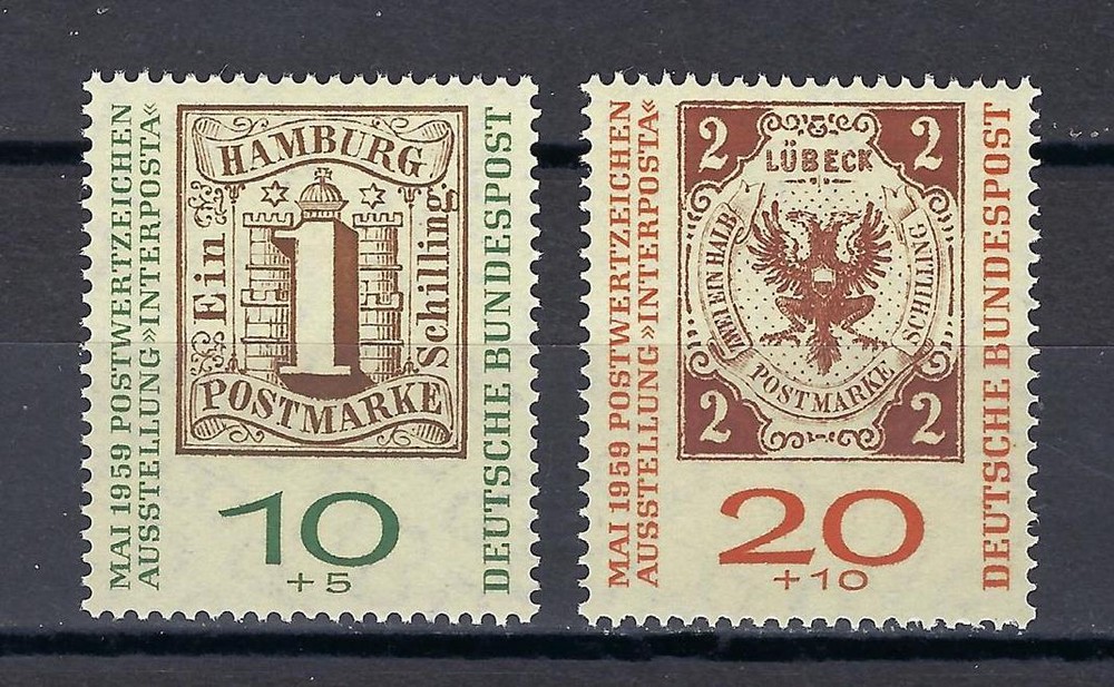 Germany 1959 Sc# B366-67 set century first stamps Humburg & Lubeck MNH