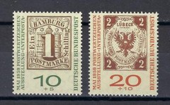 Germany 1959 Sc# B366-67 set century first stamps Humburg & Lubeck MNH